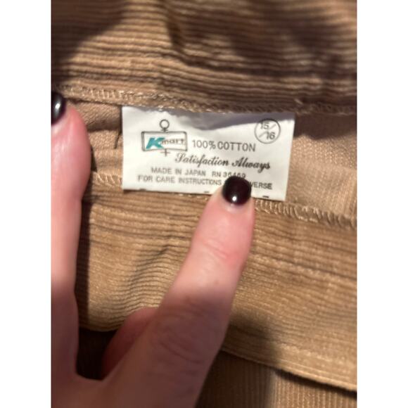 Vtg Kmart Tan Corduroy Midi Skirt 15/16 Preppy Academia Neutral Fall Style - Picture 6 of 7